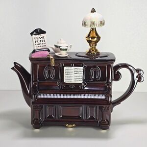 Vintage Swineside Teapottery Ceramic Parlor Piano Decorative Teapot England